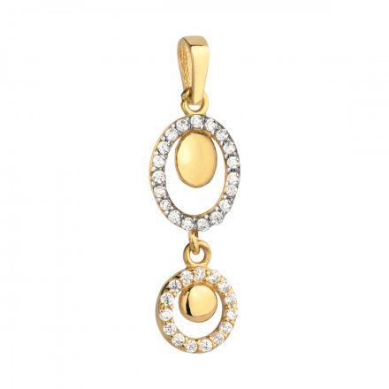 Biżuteria SAXO Zawieszka złote owal i kółko z cyrkoniami 6-4-Z00237-0.96