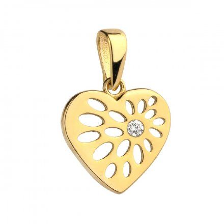 Biżuteria SAXO Zawieszka złota serce wzorki z cyrkonią 6-21-Z00191-0.50