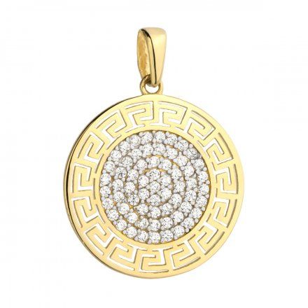 Biżuteria SAXO Zawieszka złote koło grecki wzór z cyrkoniami 6-21-Z00236-1.88