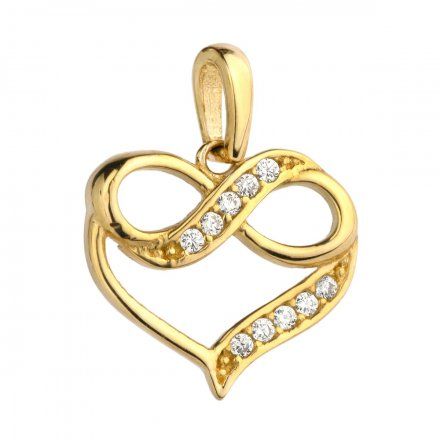 Biżuteria SAXO Zawieszka złota serce z nieskończonością w cyrkoniach 6-25-Z00196-0.95