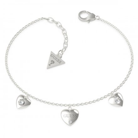 Srebrna bransoletka Guess z sercami GUESS IS FOR LOVERS UBB70037-S