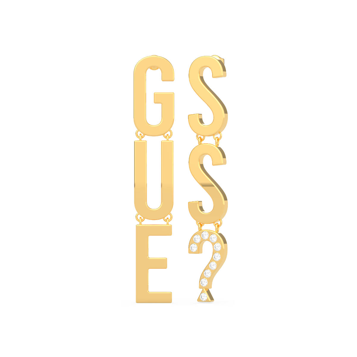 Złote wiszące kolczyki GUESS Los Angeles logo UBE20003 - 225,00 zł ...