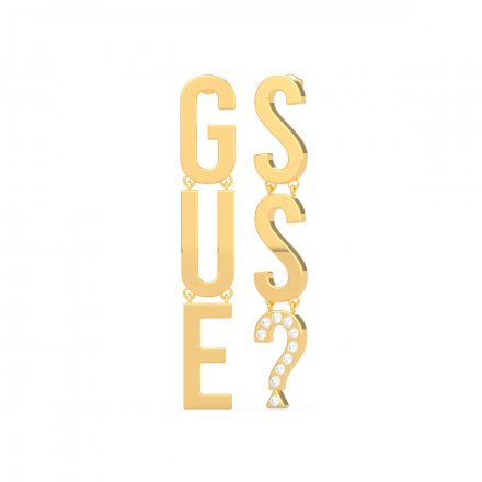 Biżuteria Guess kolczyki złote wiszące Los Angeles logo UBE20003
