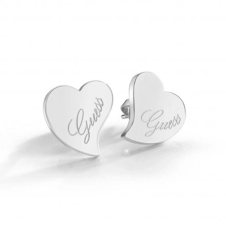 Srebrne kolczyki Guess serca GUESS LOVE UBE28046