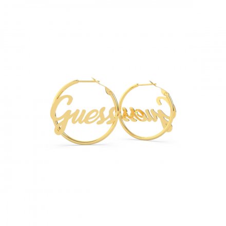 Złote kolczyki Guess koła z logo GUESS Dream&Love UBE70131