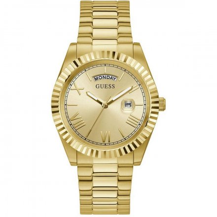 Złoty zegarek Guess Connoisseur z bransoletką i datownikiem GW0265G2 