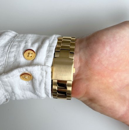 Złoty zegarek Guess Connoisseur z bransoletką i datownikiem GW0265G2 