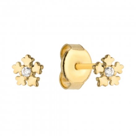 Biżuteria SAXO Kolczyki Złote Kwiatki z cyrkoniami 7-4-K00656-0.60