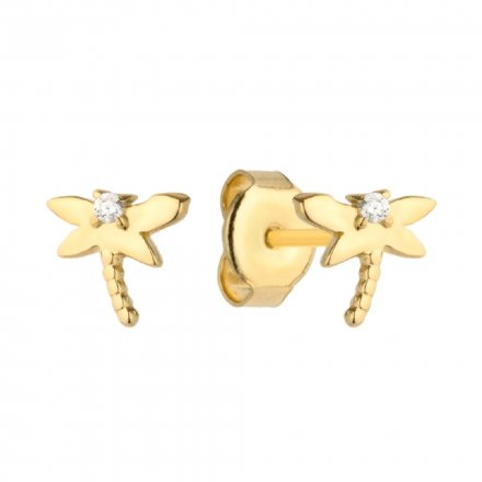 Biżuteria SAXO Kolczyki Złote Ważki z cyrkoniami 7-4-K00665-0.63