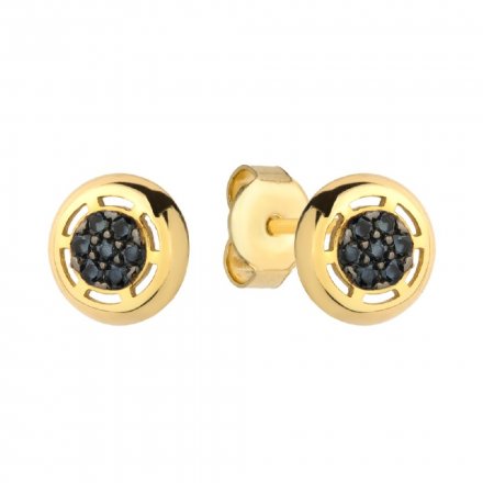 Biżuteria SAXO Kolczyki Złote Ring z czarnymi kamieniami 7-21-K00675-1.21
