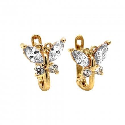 Biżuteria SAXO Kolczyki Złote motylki z cyrkoniami 7-16-K00134-1.48