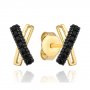Biżuteria SAXO Kolczyki Złote prostokąty z czarnymi kamieniami 7-17-K00255-0.82
