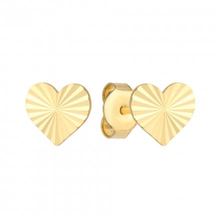 Złote kolczyki serca diamentowane wkrętki • ZŁOTO 585 1.04g