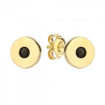 Biżuteria SAXO Kolczyki Złote Ring z czarnym kamieniem 7-21-K00593-0.96