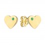 Złote kolczyki serca wkrętki z zieloną cyrkonią • ZŁOTO 585 0.85g