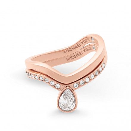 Różowozłote pierścionki Michael Kors fale z kryształami r. 17 MKJ7126791