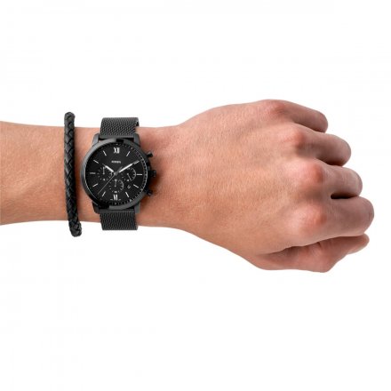 Komplet Fossil Neutra czarny zegarek + bransoletka FS5786SET