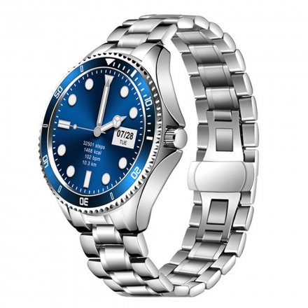 Smartwatch Garett Men Ocean RT srebrno-niebieski z bransoletą