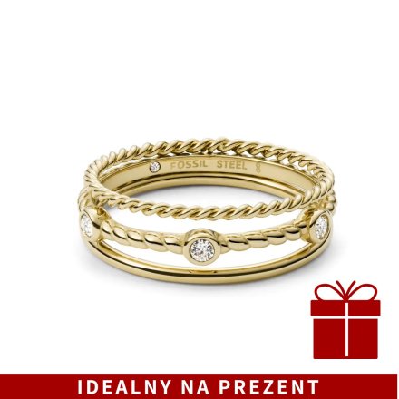 Złoty potrójny pierścionek Fossil retro vintage r.17 JF03801710