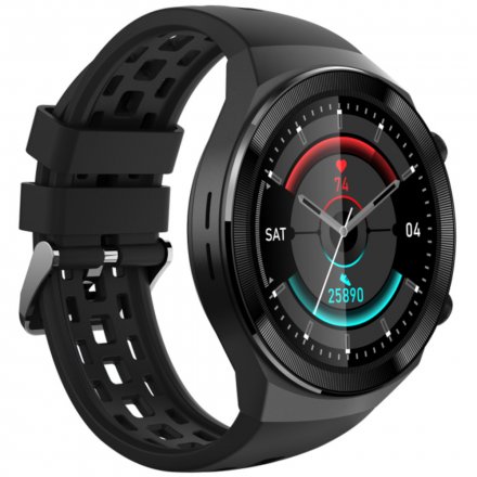 Czarny smartwatch z funkcją rozmowy Rubicon RNCE68 SMARUB063 Sport Kalorie Kroki Ciśnienie
