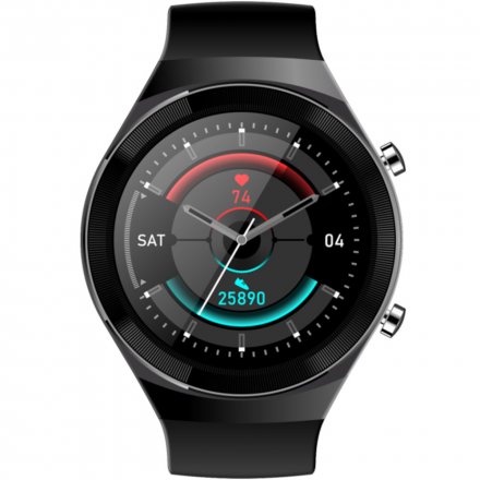 Czarny smartwatch z funkcją rozmowy Rubicon RNCE68 SMARUB063 Sport Kalorie Kroki Ciśnienie