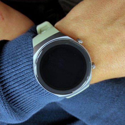 Srebrny smartwatch z funkcją rozmowy Rubicon RNCE68 SMARUB065 Sport Kalorie Kroki Ciśnienie