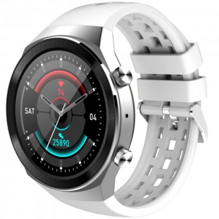 Biały smartwatch z funkcją rozmowy Rubicon RNCE68 SMARUB066 Sport Kalorie Kroki Ciśnienie