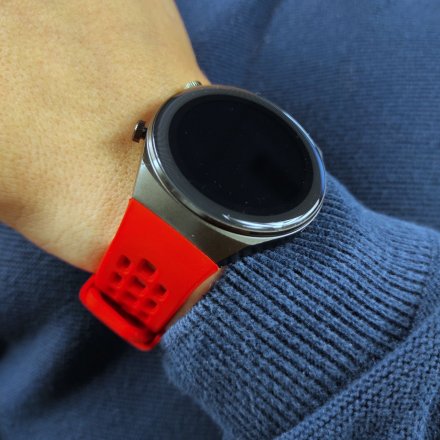 Czerwony smartwatch z funkcją rozmowy Rubicon RNCE68 SMARUB064 Sport Kalorie Kroki Ciśnienie