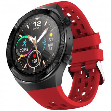 Czerwony smartwatch z funkcją rozmowy Rubicon RNCE68 SMARUB064 Sport Kalorie Kroki Ciśnienie