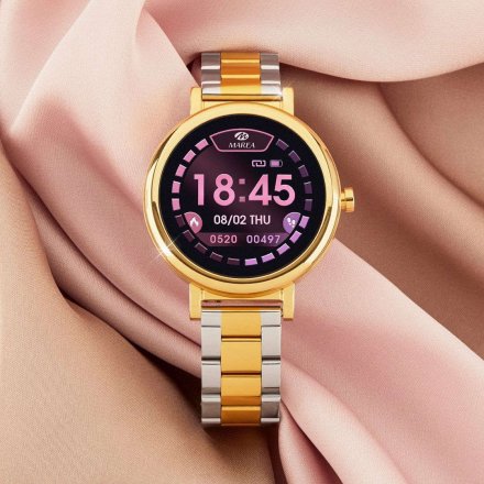 Złoty Smartwatch Marea z bransoletką w bikolorze B61002-4 Puls Kroki Kalorie Ciśnienie