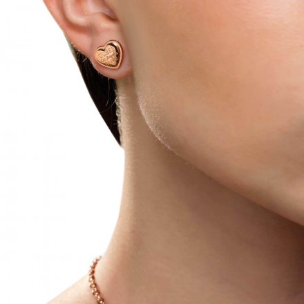 Różowozłote kolczyki Guess serca GUESS FOLLOW MY CHARM UBE28010