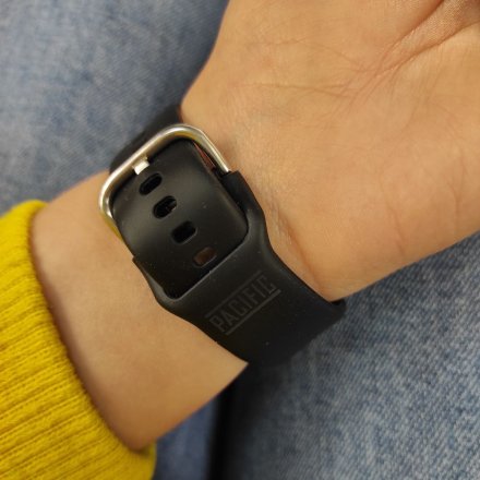 Smartwatch Pacific 24-2 Srebrny z czarnym paskiem Ciśnienie Tlen Puls Kroki