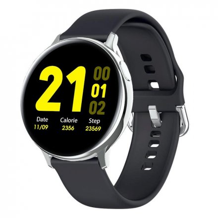 Smartwatch Pacific 24-2 Srebrny z czarnym paskiem Ciśnienie Tlen Puls Kroki