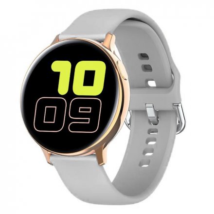 Tani smartwatch Pacific 24-10 Złoty z szarym paskiem Ciśnienie Tlen Puls Kroki