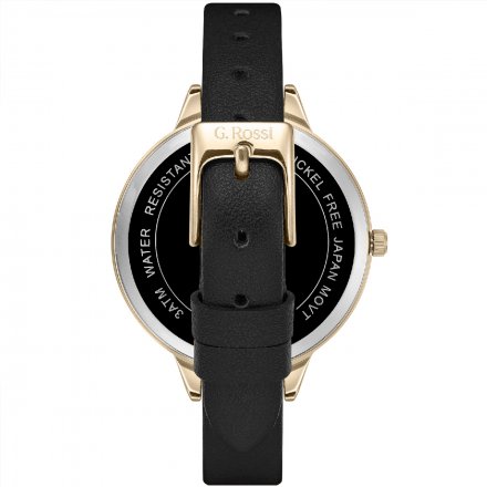 Zegarek G.Rossi złoty z czarnym paskiem G.R10296A5-1A2