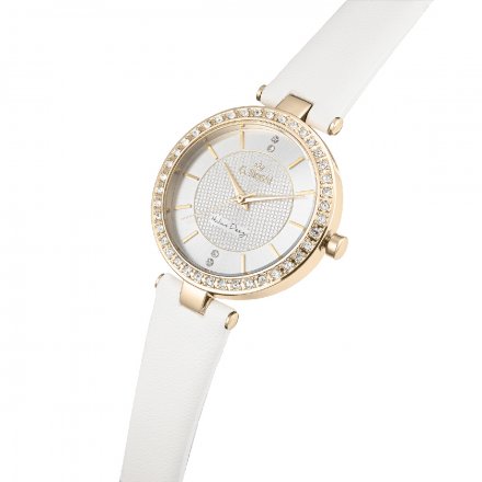 Zegarek G.Rossi złoty z białym paskiem G.R10995A2-3C2