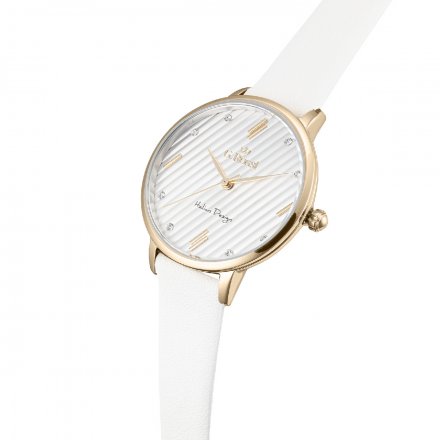 Zegarek G.Rossi złoty z białym paskiem G.R12094A-3C2