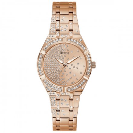 Błyszczący damski zegarek Guess Afterglow z kryształkami i bransoletką GW0312L3