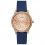 Różowozłoty zegarek damski Guess Check z granatowym paskiem GW0355L2