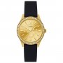 Złoty zegarek Damski Guess Anna z czarnym paskiem GW0359L1