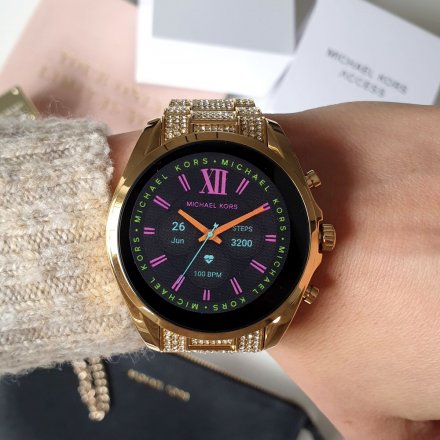 Złoty smartwatch Michael Kors z kryształkami 6 GEN MKT5136 BRADSHAW