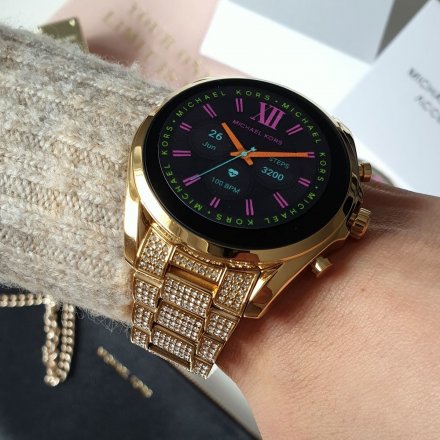 Złoty smartwatch Michael Kors z kryształkami 6 GEN MKT5136 BRADSHAW