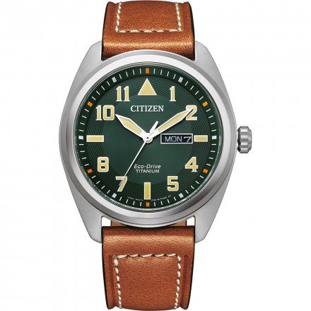 Klasyczny męski zegarek Citizen Eco Drive Military z zieloną tarczą BM8560-11XE