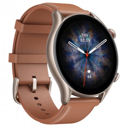 Amazfit GTR 3 PRO Brown Leather brązowy z silikonowym paskiem smartwatch Huami