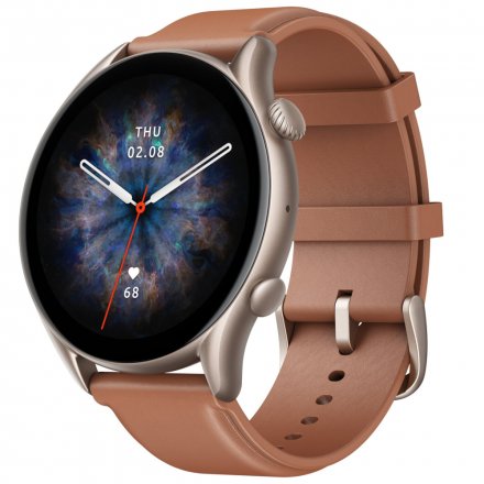 Amazfit GTR 3 PRO Brown Leather brązowy z silikonowym paskiem smartwatch Huami