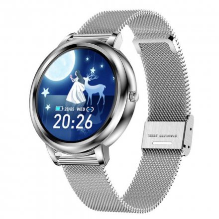 Smartwatch Pacific 28 Srebrny z bransoletką Puls Kroki