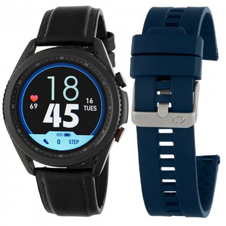 Czarny smartwatch z funkcją rozmowy Marea B57011-1 Puls Ciśnienie Kalorie Kroki