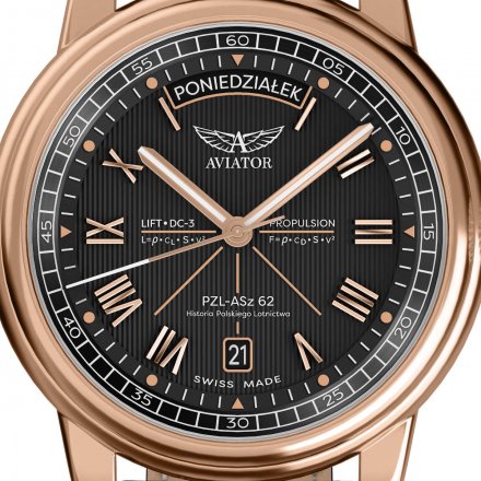 Zegarek Aviator Polska V.3.35.2.282.4-PL Douglas Day Date Swiss Made