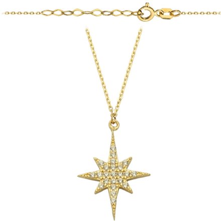 Złoty naszyjnik gwiazda polarna z cyrkoniami • ZŁOTO 585 1.88g