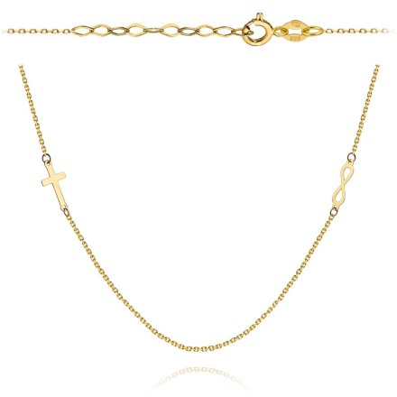 Biżuteria SAXO 14K Naszyjnik damski złoty krzyżyk i znak nieskończoności 3-25-CN00237-2